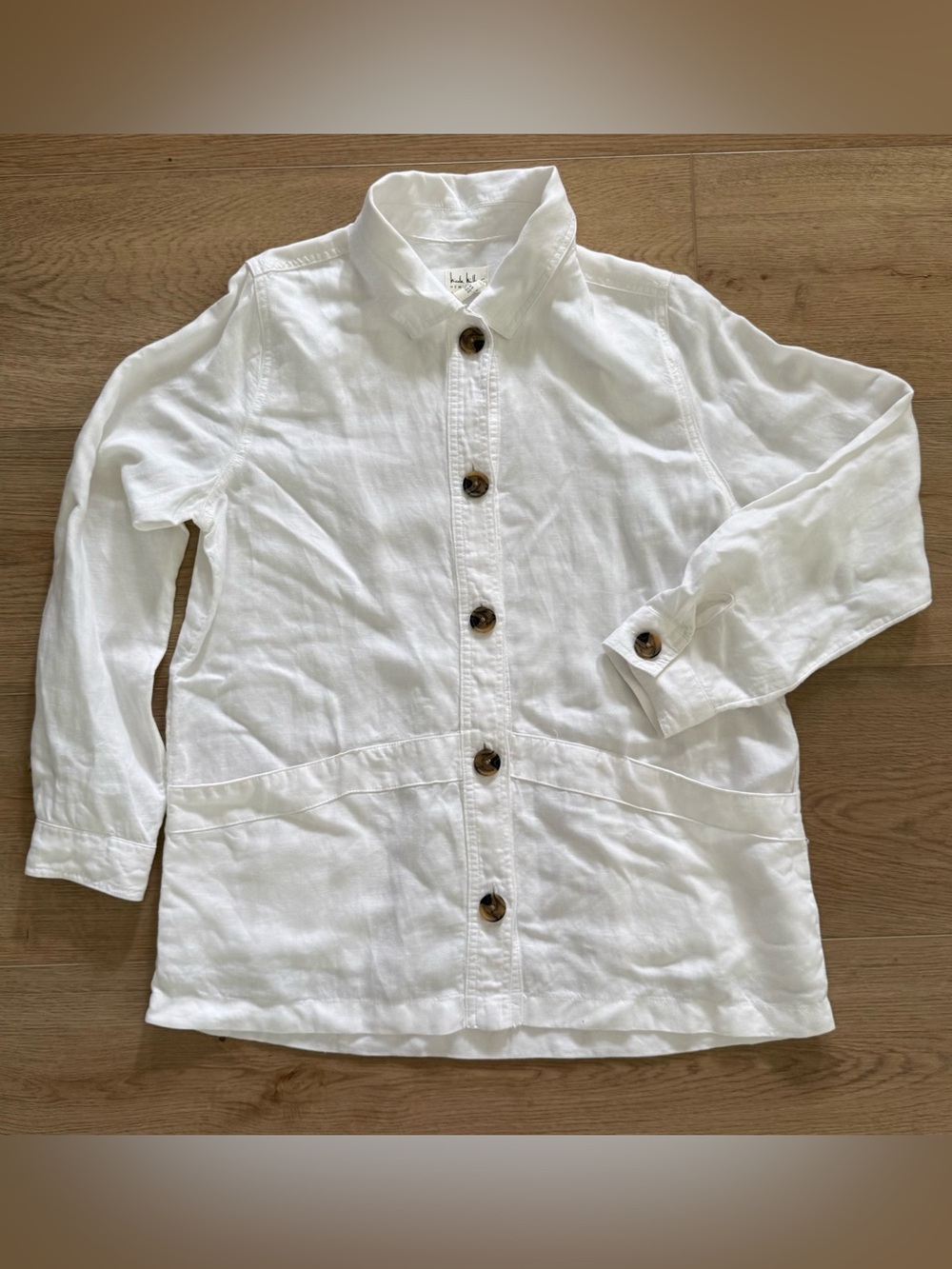 Nicole Miller New York White Linen Blend Button Front Shirt Jacket Medium